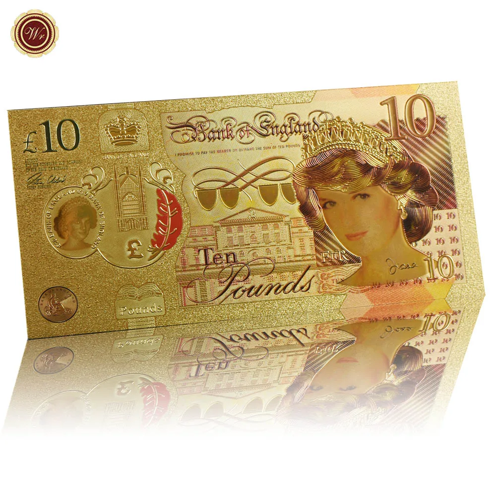 Золотая банкнота принцессы из WR 999 24k фольга десять фунтов 2019|princess princess|princess