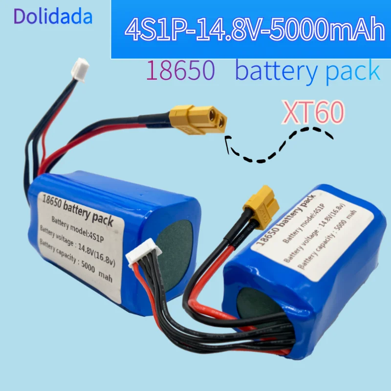 

High Power 14.8V/16.8V 4S1P 5000mAh UAV Rechargeable Li-ion Battery Pack 18650 Customizable for Various Drone 5P XT60