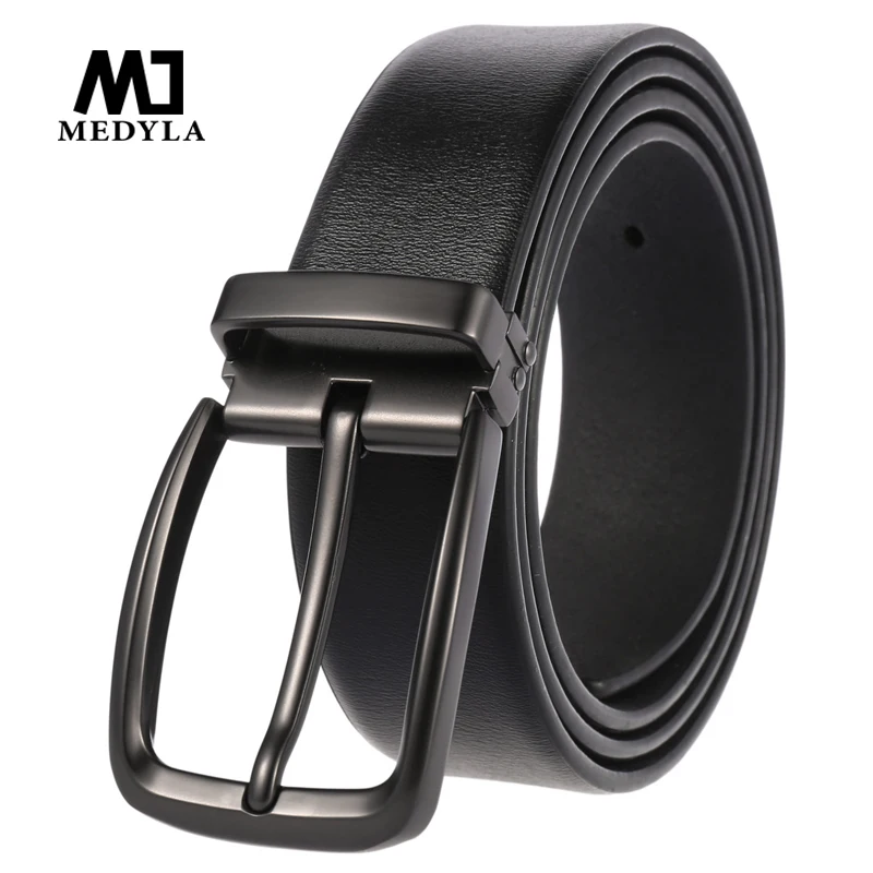 Medyla Official authentic luxury Men's Belt Fashion Mens Belts Cowhide Jeans Belt Pin Buckle Punch Youth Belts Dropshipping