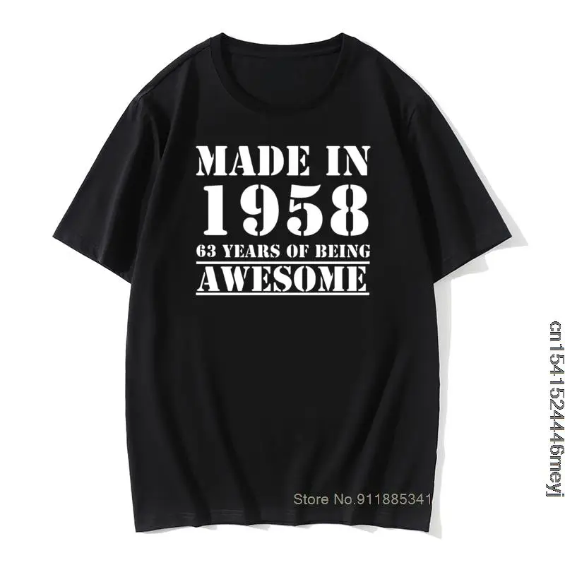 Graphic Made In 1958 63 Years Teeshirt Homme Birthday Mens Pre-Cotton Oversized Vintage Funny Printed T Shirts Tops