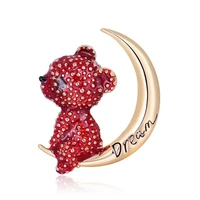 hot salesbear moon brooch animal shape decoration ornament women cartoon clothes pin jewelry
