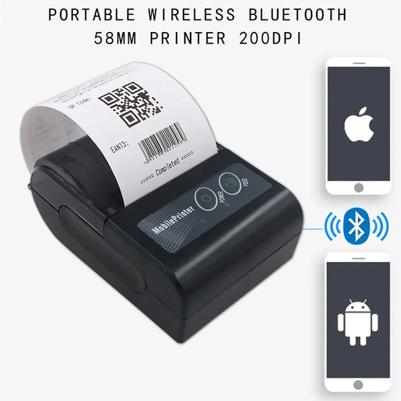 Новый 58HB4 Портативный беспроводной Bluetooth принтер для Apple + Android 58 мм термопечать 200