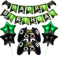 7pcsset game on balloons video game controller foil balloon for birthday decor supplies birthday banner black gamepad globos