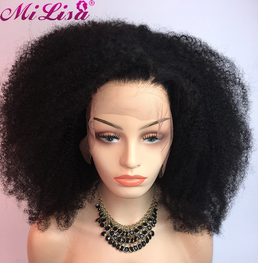 Кудрявый парик Mi Lisa 13x4 из человеческих волос на сетке спереди для черных женщин