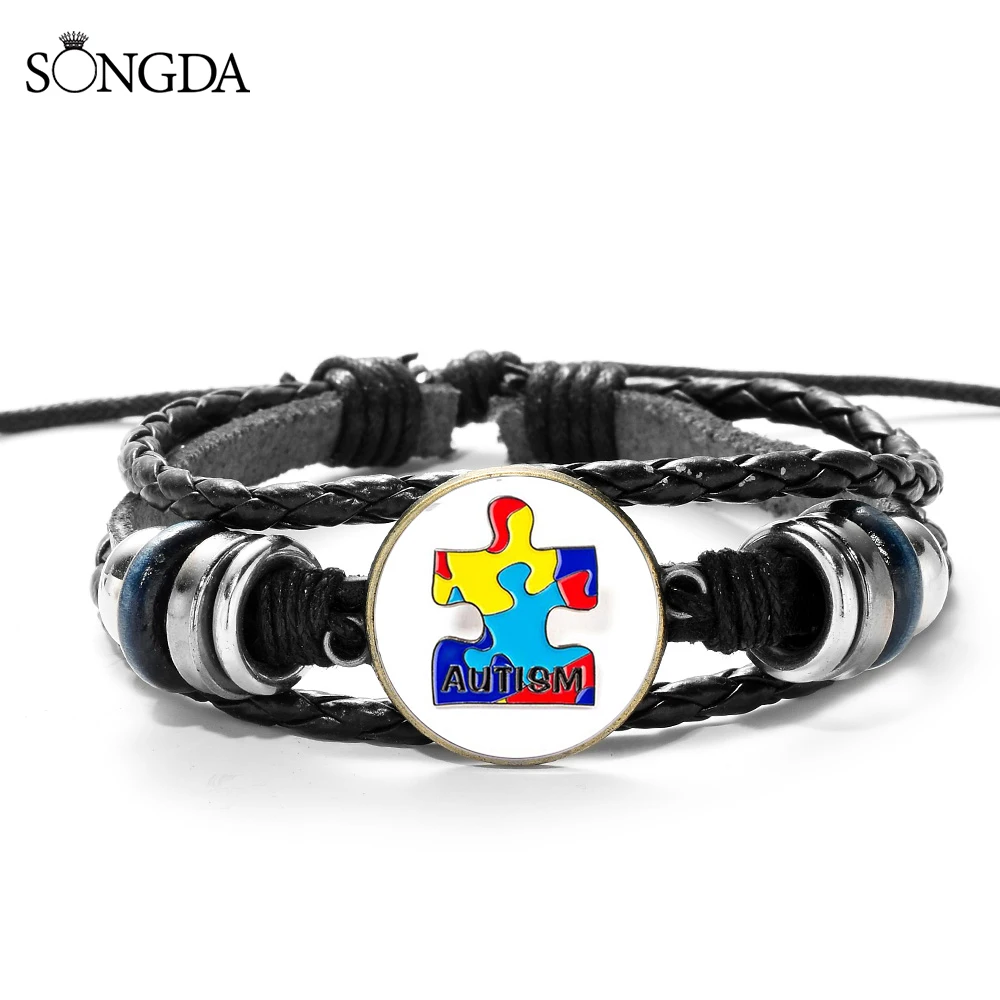 Cool Autism Awareness Puzzle Piece Bracelets &amp Bangles Take Care Of Spread Love Jewelry Gift for Autistic People | Украшения и