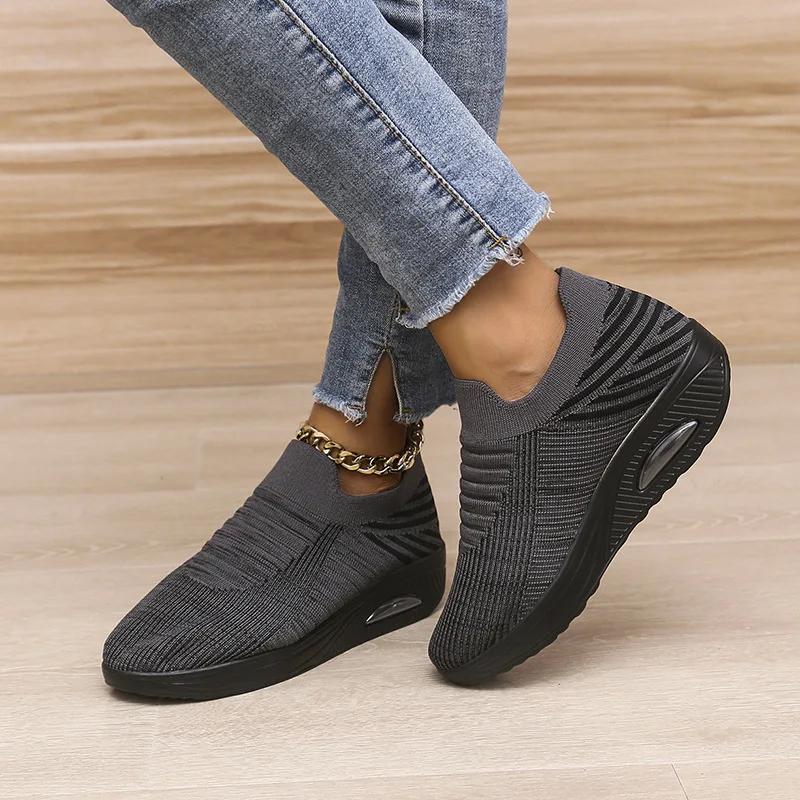 Zapatos Para Mujer 2022 Stretch Fabric Breathable Platform Shoes for Woman Sneakers Loafers Slip-on Flat Platform Women Shoes