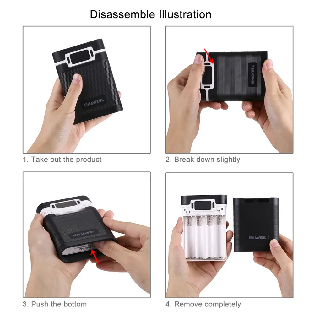 

4 x 18650 Charger Box Portable Power Bank Case With 2 USB Port And Power Display portable charging for phone portable charger