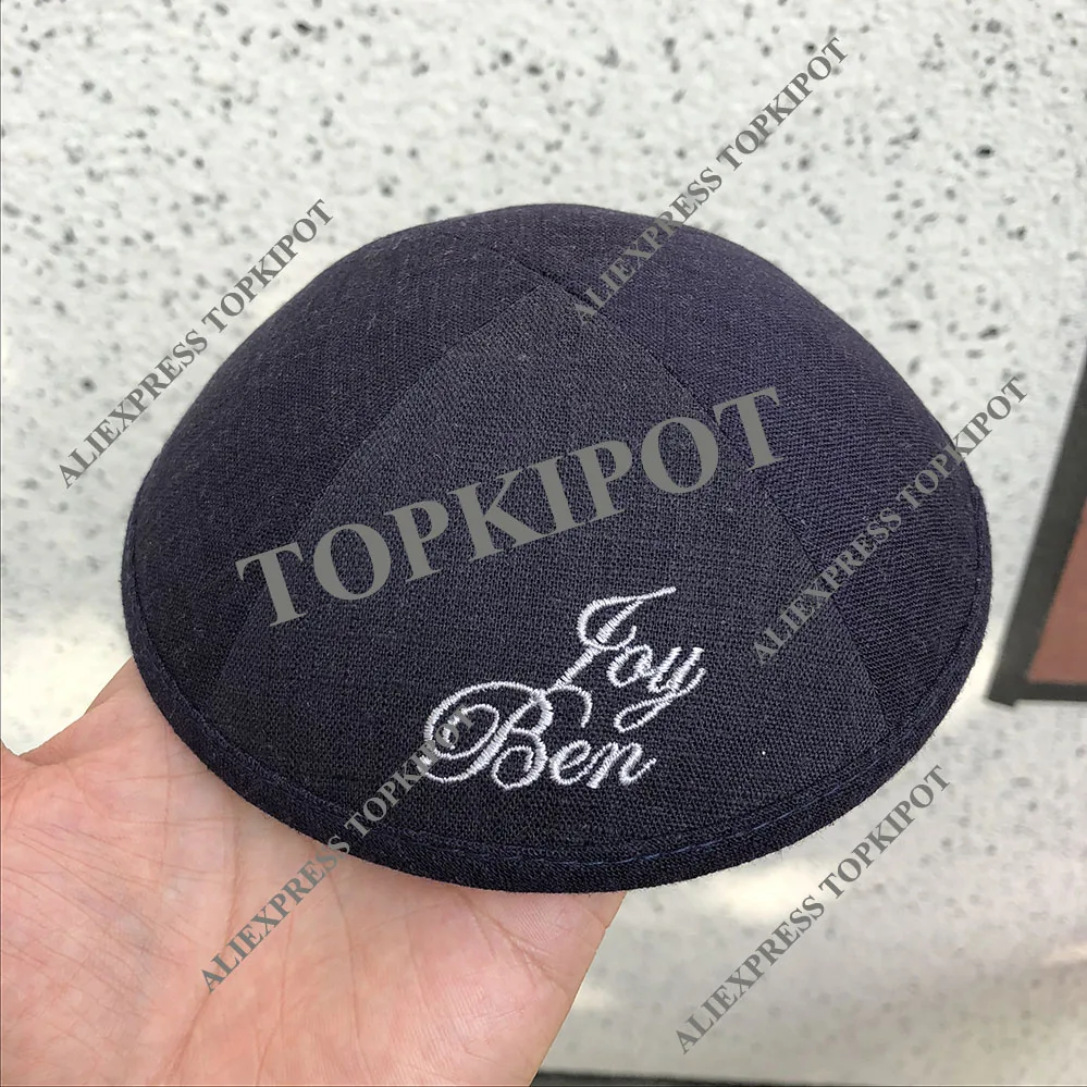 Темно-синие льняные KIPPA, льняные KIPOT, KIPPOT, KIPPAH шапки, YARMULKES, CIPA, еврей шапки