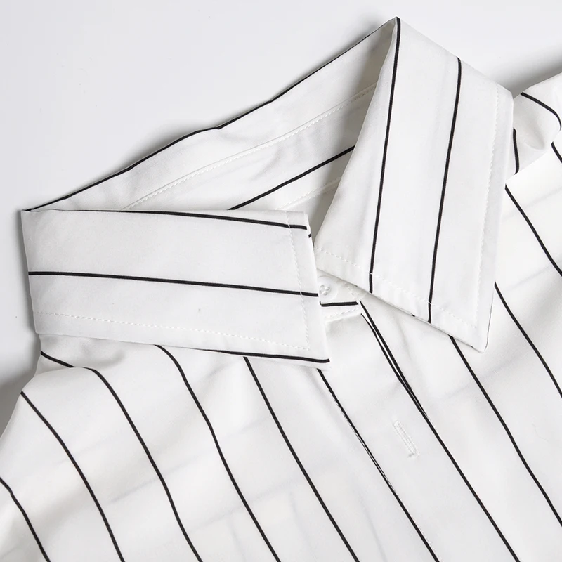 Блузка в полоску с длинным рукавом рубашка и блестящий трапециевидный сетчатый