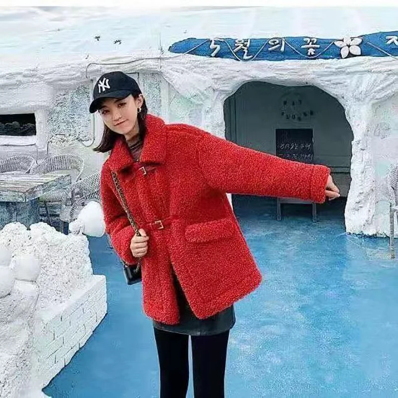 

2020 Women Winter Faux Lamb Fur Warm Long Sleeve Female Thick Teddy Bear Coat Casual Loose Long Jackets for Women abrigo mujer