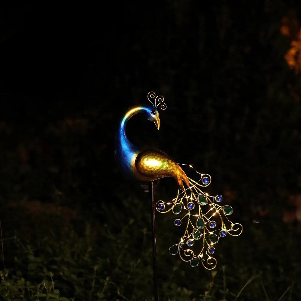 Led Peacock Solar Landscape Light Metal Crafts Courtyard Garden Holiday Christmas and New Year Decoration Landscape Light