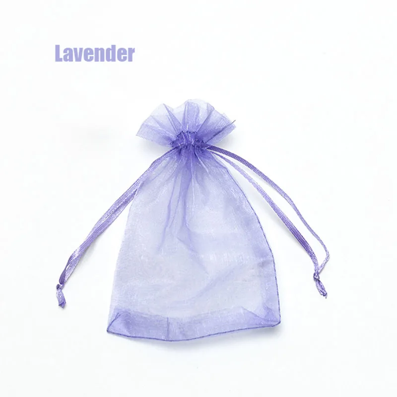 lavender 100 шт., 22 цвета, 7x9, 9x12 см, 10x15, 13x18 см, сумки из органзы, упаковка для ювелирных изделий, сумки для свадебной вечеринки, упаковка для ювелирных изделий, дисплей и пакеты - Цвет: lavender