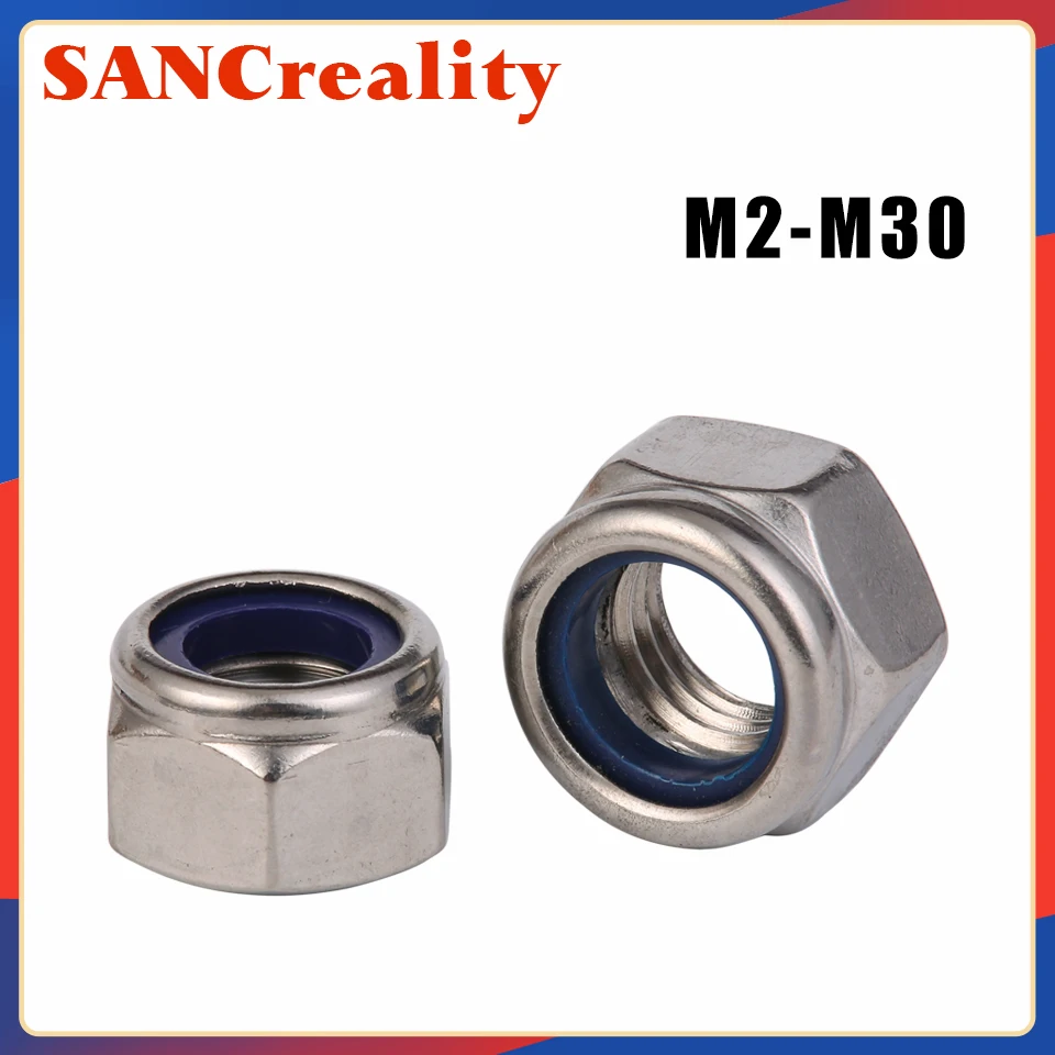 

1-30Pcs DIN985 M2 M2.5 M3 M4 M5 M6 M8 304 Stainless Steel Nylon Self-locking Hex Nuts Locknut Slip Lock Nut