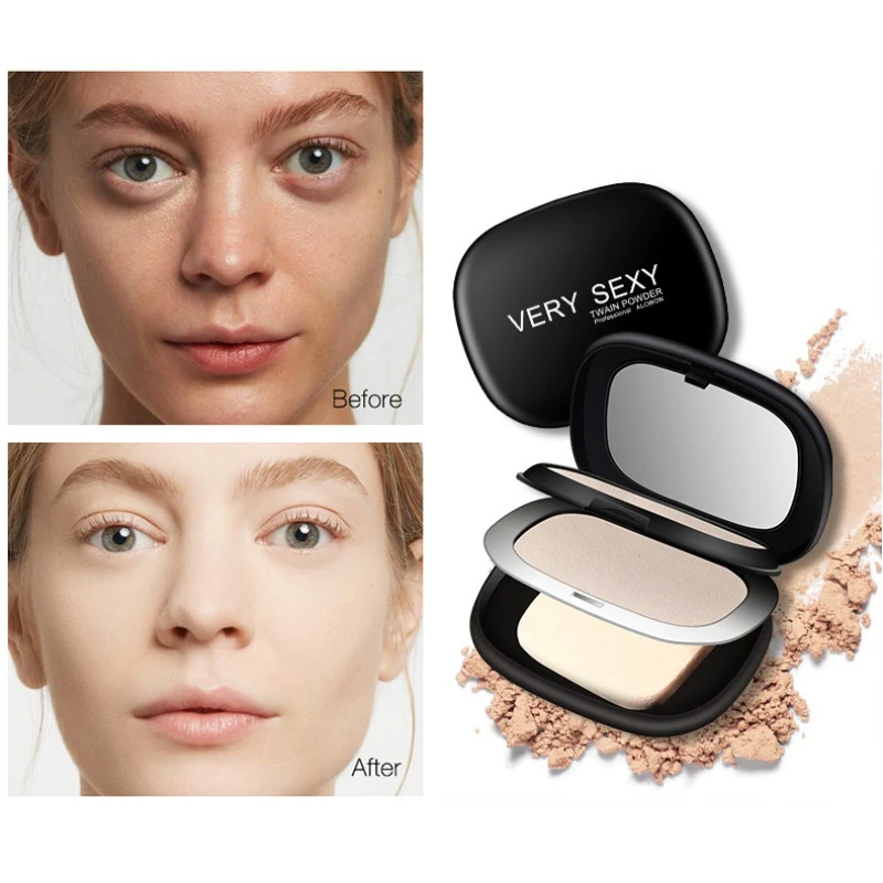 Двухслойный прессованный порошок водостойкий ровный цвет кожи тонкая