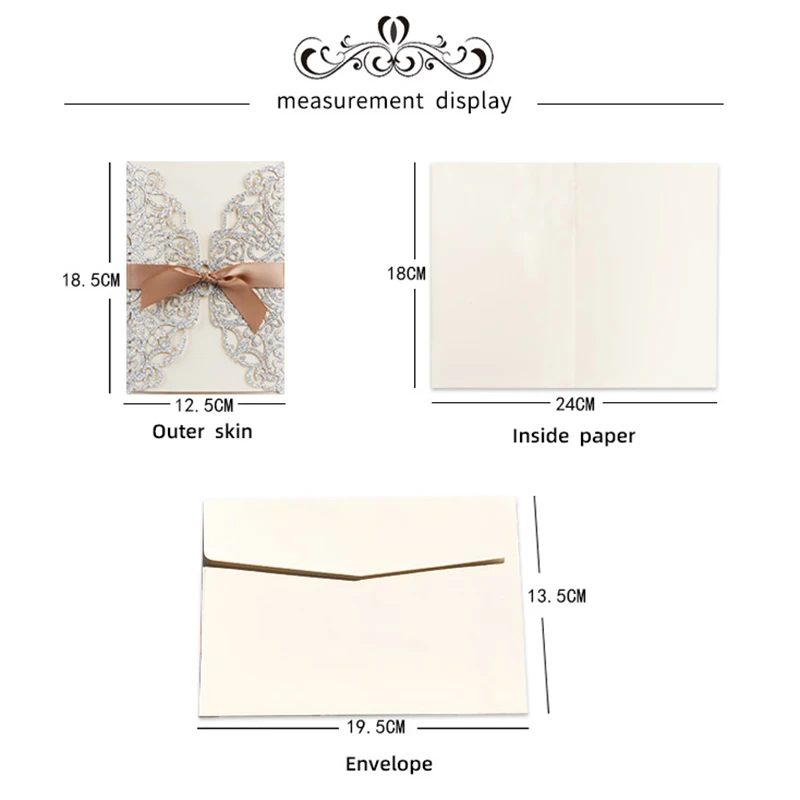 100 шт. блестящие бумажные свадебные открытки лазерная резка визитки с лентой