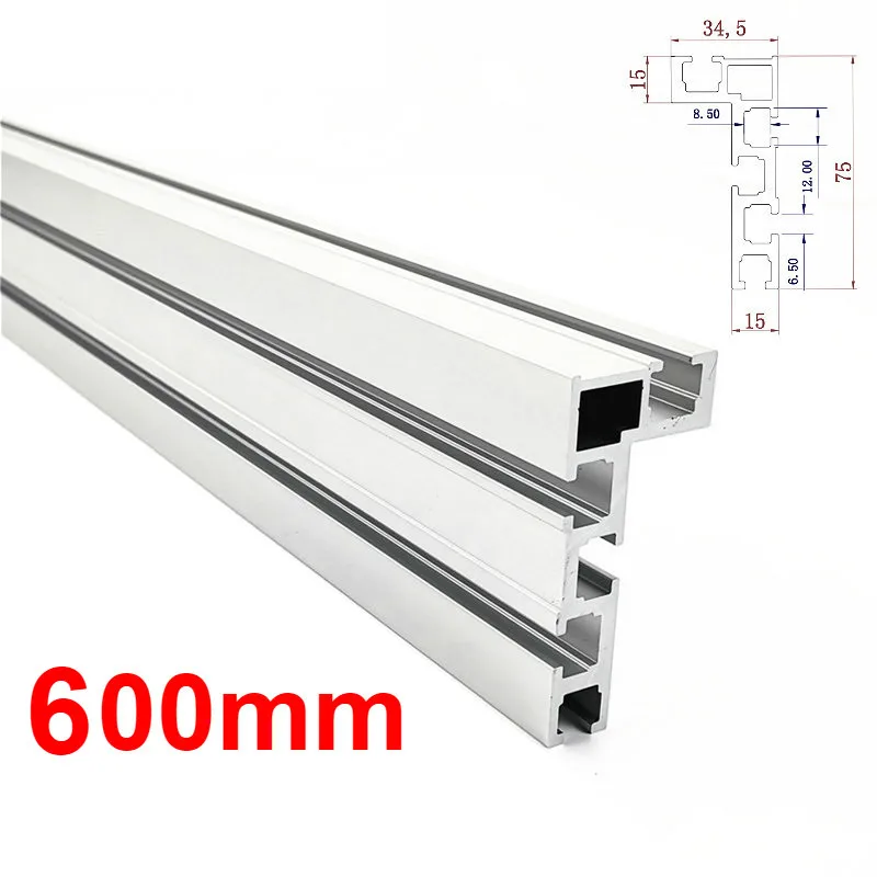 1pc 600mm 600 мм/800 мм алюминиевый профиль забор 75 мм высота с Т-образными дорожками и скользящими кронштейнами торцевой забор соединитель для деревообработки - Цвет: 1pc 600mm
