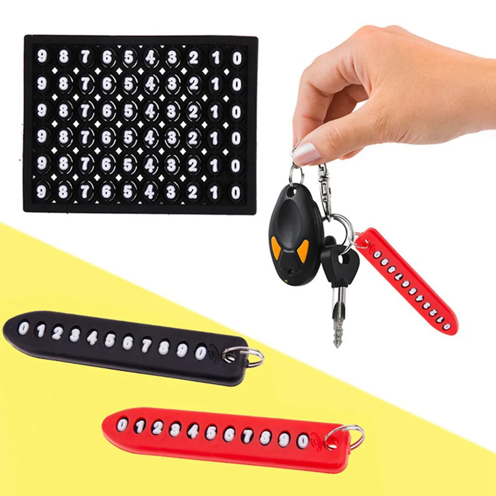 

Anti-lost Phone Number Plate Car Keychain Pendant Car Decoration Family Gift
