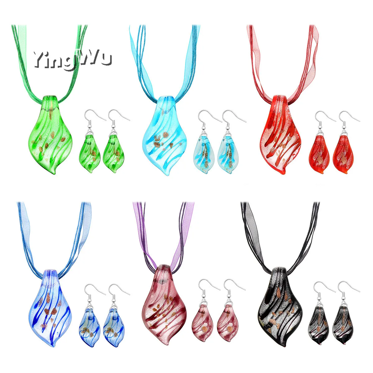 Yingwu 1 пара оптом Лот лист муранское стекло серебряный крючок серьги Модные