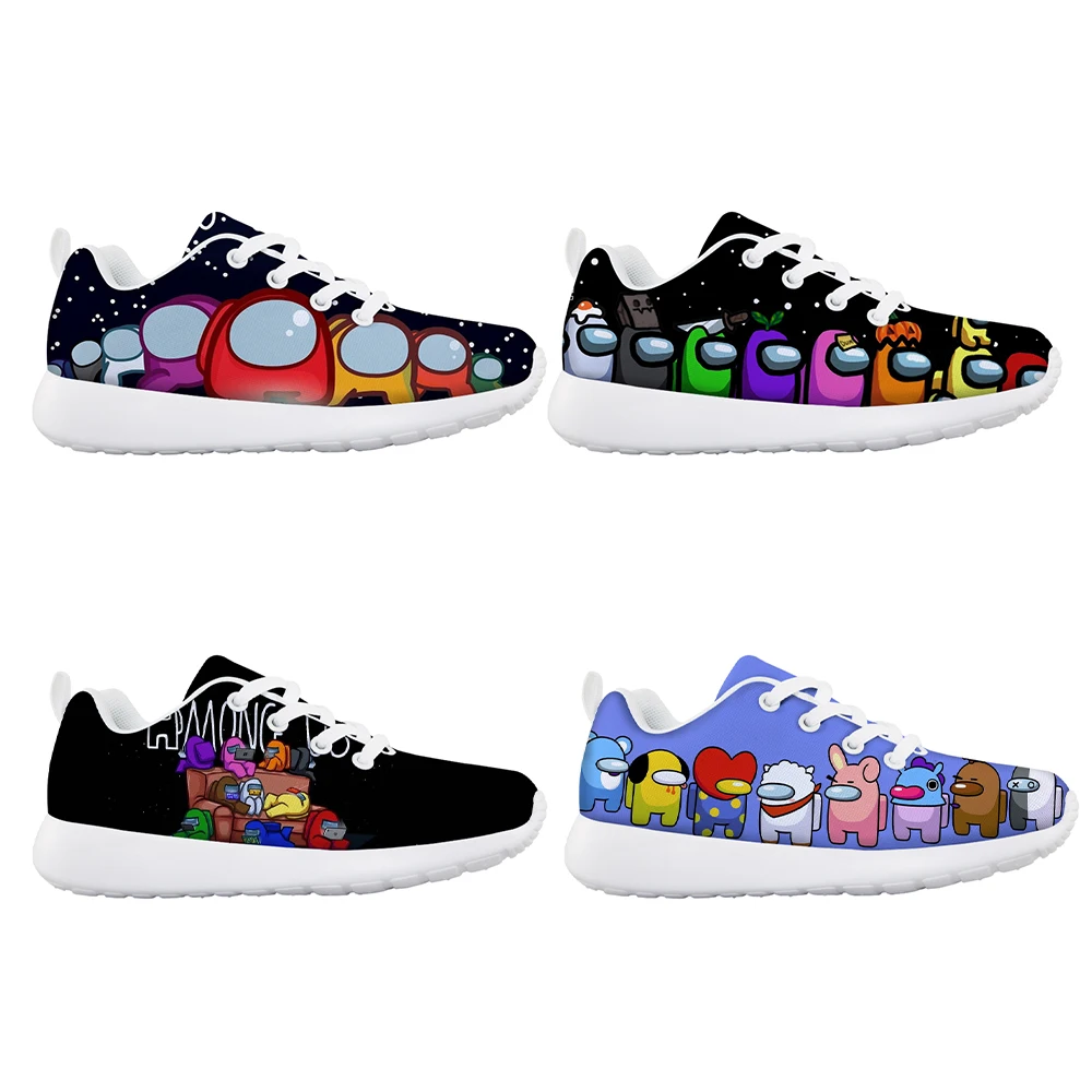 

Game Among US Cartoon 3D Printing Sneakers for Kids Girl Boy Casual Flats Cartoon Lace-up Shoes Lightweight Mesh Shoes Zapatilla