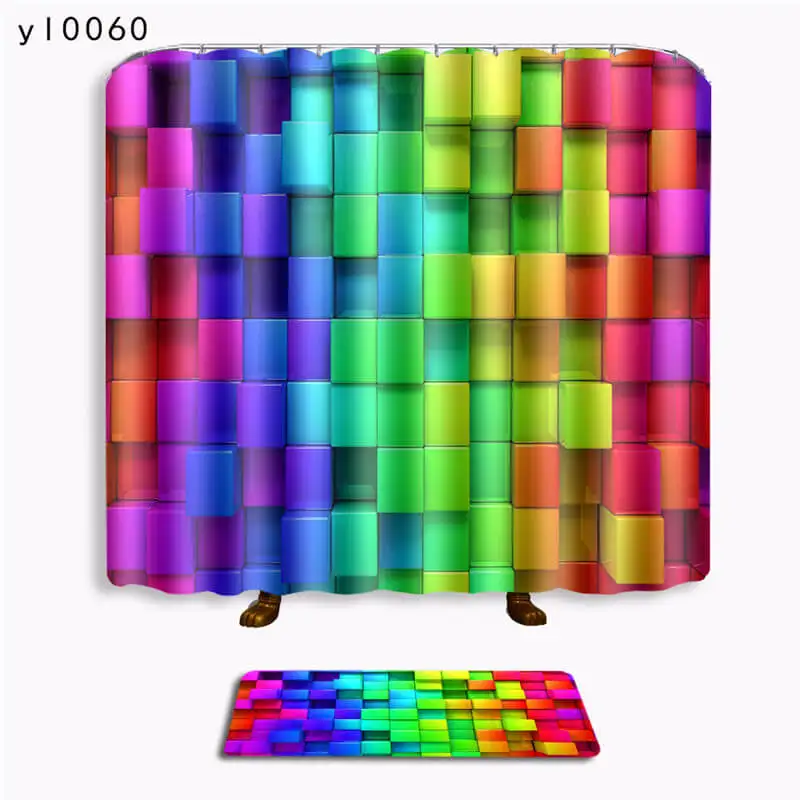 Современные занавески для ванной комнаты с принтом в клетку душа и нескользящий