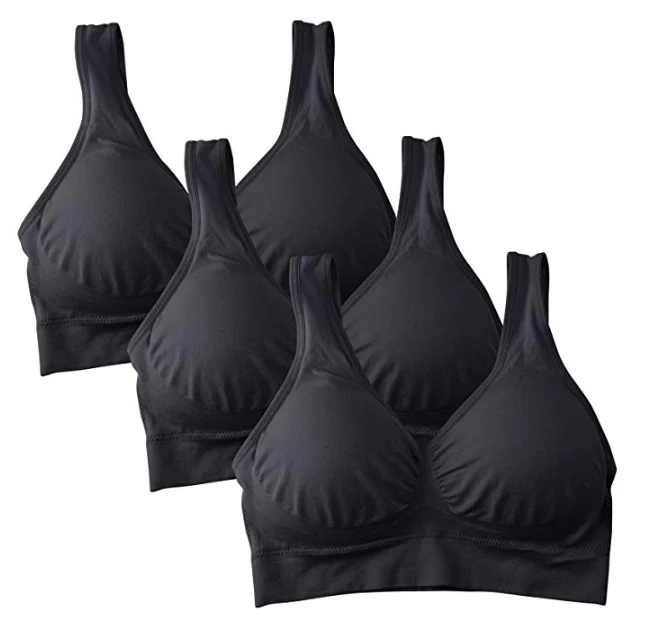 3 pcs Black Беспроводной спортивный бюстгальтер, комплект из 3 предметов, плюс размер, 5XL, 6XL, съемные подушечки, хлопковый бюстгальтер для беременных, тренировочная чашка, сексуальный розовый ouc034 - Цвет: 3 pcs Black