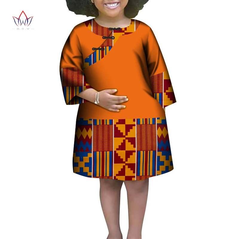 

Summer African Girl Mini Dress Kids Children Baby Girls Falda Print 2021 Summer Casual Party Vestito knee length WYT594