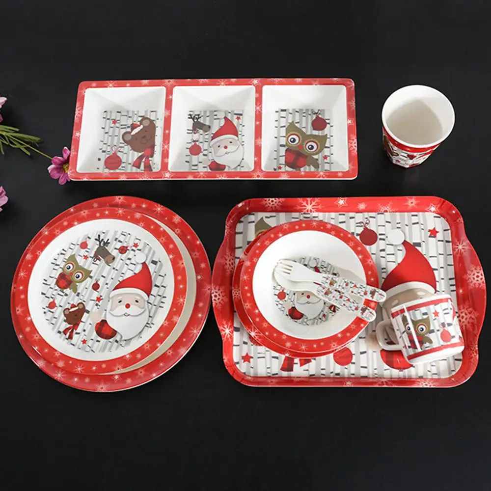 10 шт. Рождество Санта Клаус мультяшное блюдо чаша вилка ложка чашка детский набор