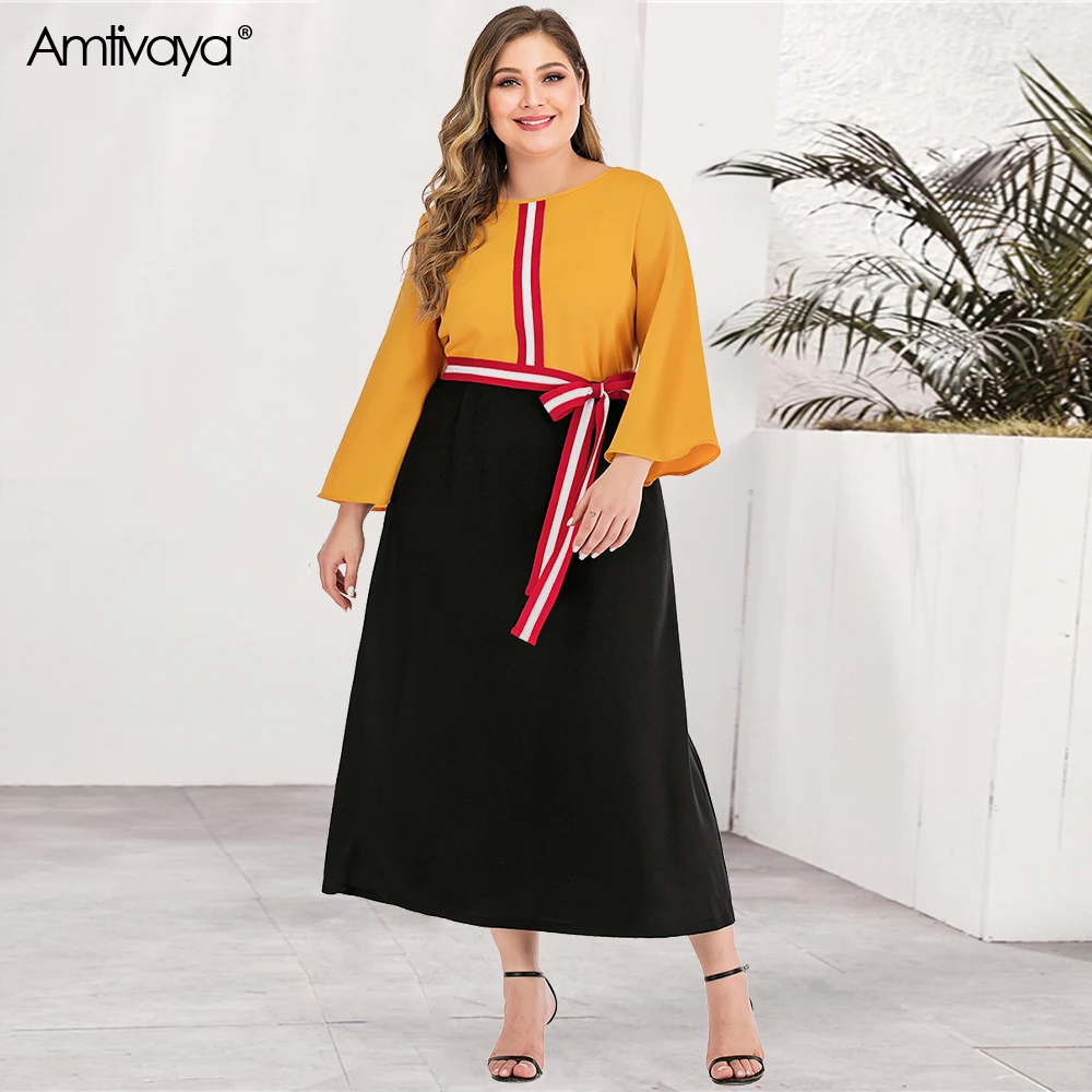 Женское элегантное платье в полоску Atimvaya средней длины стиле пэчворк с круглым