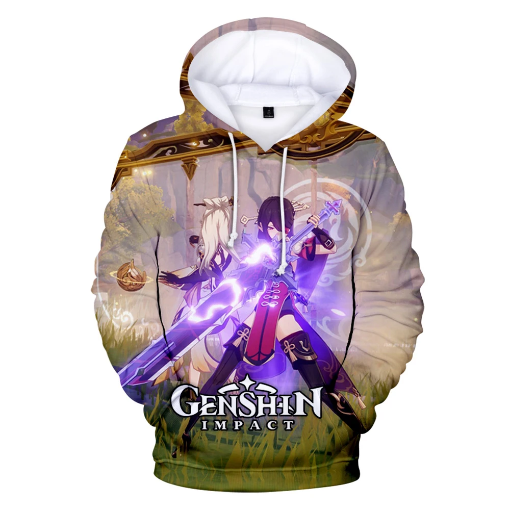 

2021 Genshin Impact Cosplay Hoodies Sweatshirts Men Women Genshin Impact 3D Print Causal Anime Pullovers Tracksuit Clothes