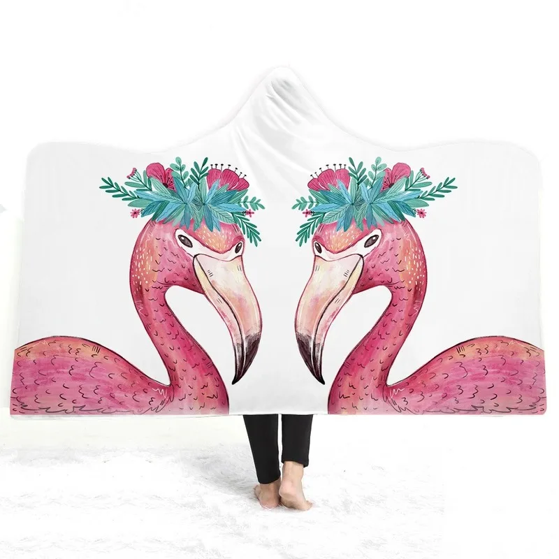 Фламинго с капюшоном одеяло vs розовый для женщин Рождественский подарок ребенка