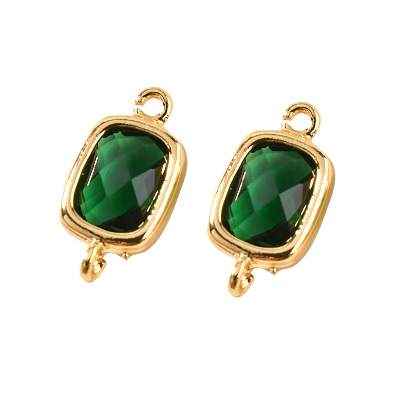 Медная Позолота 18k золотой цвет квадратный Цвет Кристалл Двойной Висячие