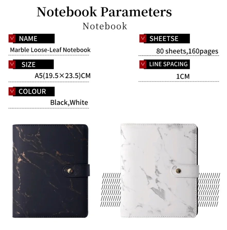 Loose leaf Binder Notebooks A5 Ring Journals Planner Organizer Notepad Diary Agenda marble Cover School Stationery | Канцтовары для