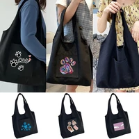 shopping bags women%e2%80%98s shoulder shopper tote bag cute footprints series womens handbags large grocery commuter canvas bag