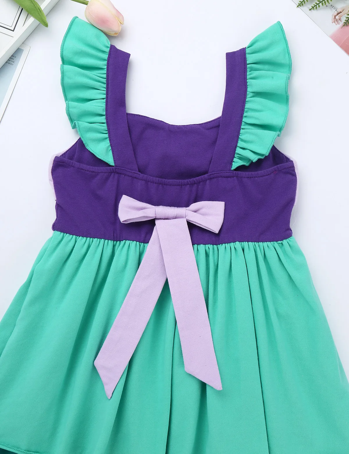 Детский хлопковый костюм русалки без рукавов для девочек платье принцессы на