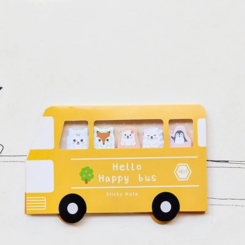 Creative Kawaii Bus Memo Pad Sticky Notes Cute Diary Decoration Planner Stickers Notepad Office School Stationary Supplies 01930