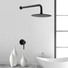 Черная круглая насадка для душа тропический дождь, ультратонкая 10-дюймовая настенная душевая лейка из нержавеющей стали для ванной комнаты, набор дождевых смесителей