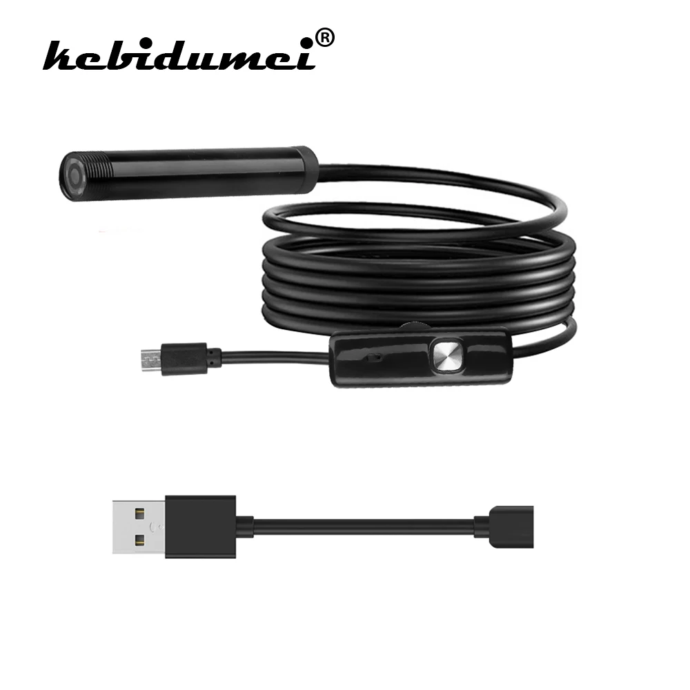 Kebidumei Водонепроницаемый HD 720P 7 мм USB эндоскоп 6 светодиодный длиной 1 м для
