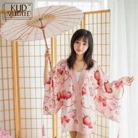 kimono cardigan women casual half sleeve v neck print robe japanese chemise femme loose oversized blouse traditional yukata coat