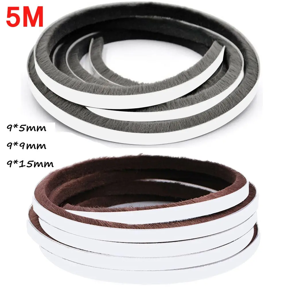 

New 5m Self Adhesive Draught Excluder Brush Home Car Window Pile Seal Door Weather Strip Car Door Protector Strip
