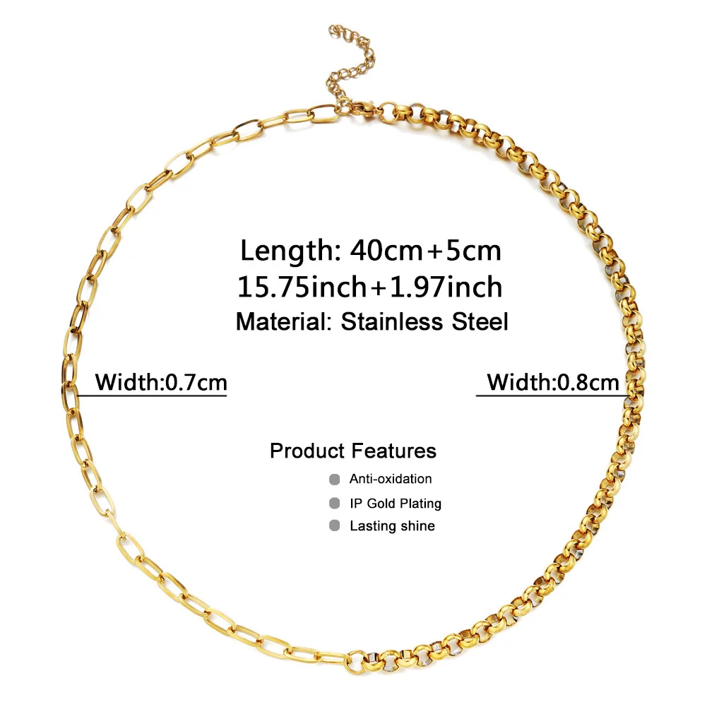 

Women Chunky Chains Choker Necklaces Fashion Stainless Steel Square Gold Color Chain Necklace Jewelry