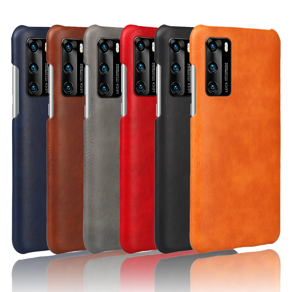 

Luxury Vegan Leather Phone Cover for Huawei P20 P30 P40 Mate 20 30 pro lite plus Anti-fall Ultrathin Retro Back Case Coque