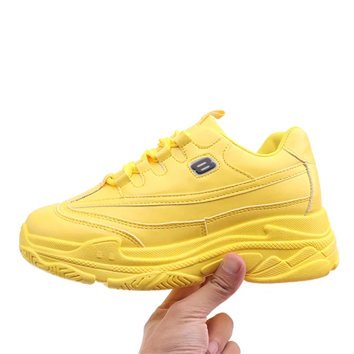 Yellow 2 Классические белые и желтые кроссовки; женская обувь; кроссовки на толстом каблуке; Новинка года; женские кроссовки на толстой подошве; повседневная женская обувь; zapatos de mujer - Цвет: Yellow 2