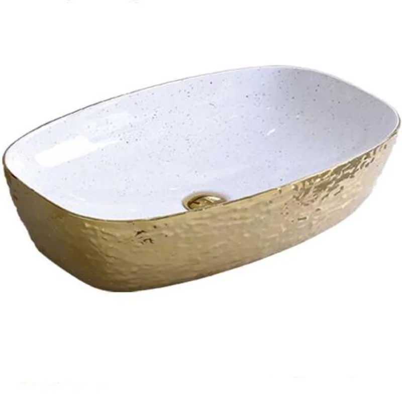 Сантехника для ванной комнаты маленькая раковина Золотая ручная роспись