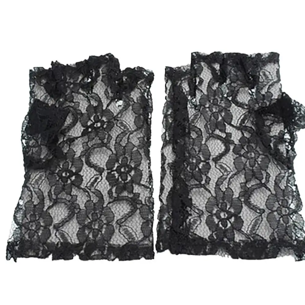 

Women Black Lace Fingerless Gloves Madonna Ladies Lady 1980's Fancy Dress 2019 #2S27