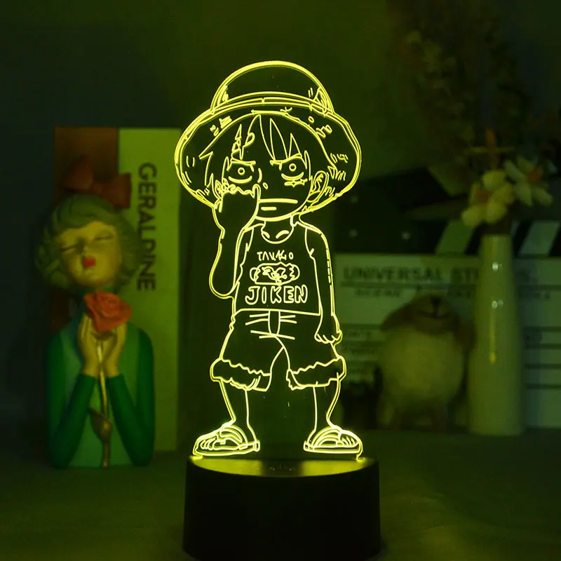 

3D Anime One Piece Monkey D. Luffy Led Night Light Teenager Bedroom 16 Colors USB Table Lamp Valentines Day Gift For Boyfriend
