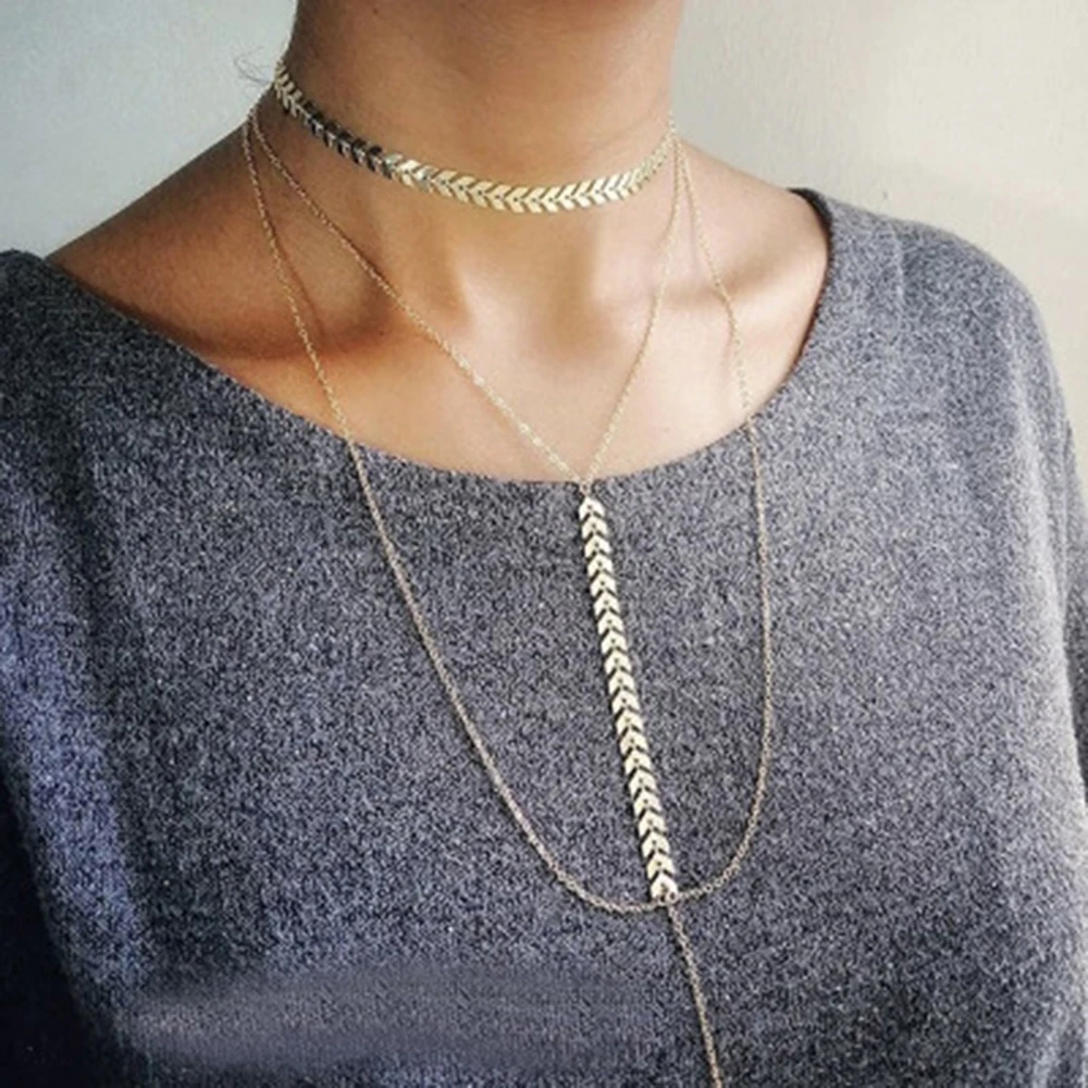 2019 дизайнерское оригинальное ожерелье в виде рыбьей кости цепочка стиле бохо