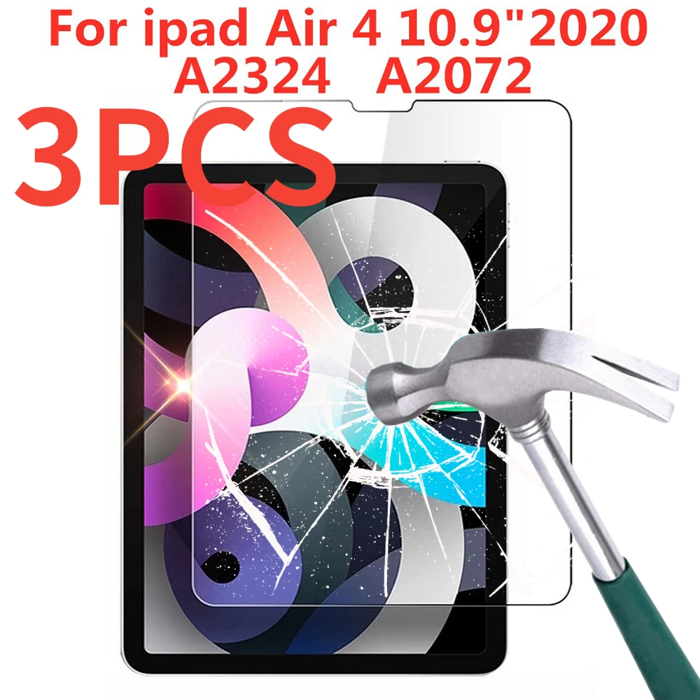 

3PCS 9H Tempered Glass Screen Protector For iPad Air 4 10.9 Inch 2020 Anti Fingerprint Tablet Protective Film A2324 A2072 A2316