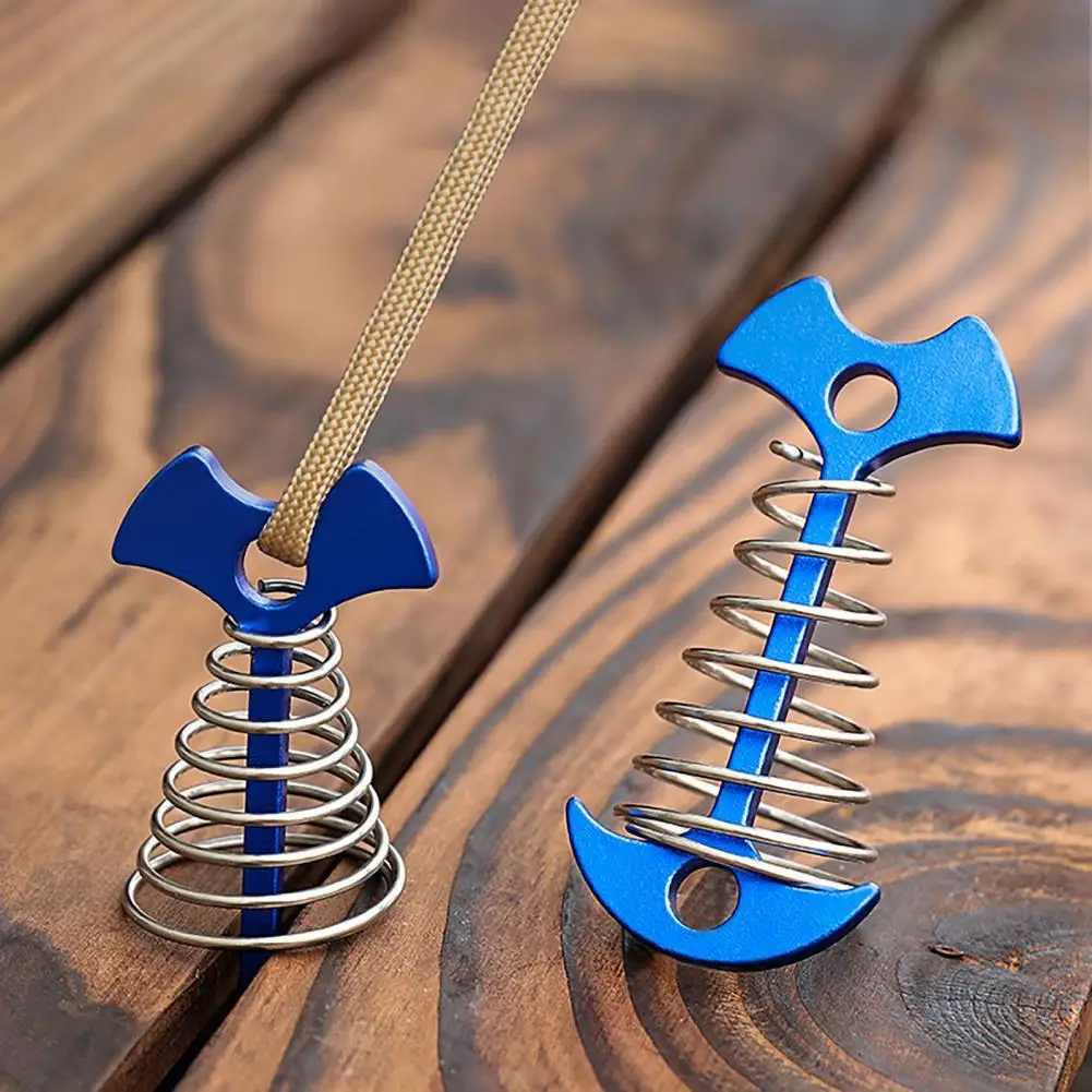 

Fishbone Tent Rope Tightener Wear Resistant Flexibility Indeformable Fishbone Camping Tent Nail Pegs with Spring Buckle for Trip