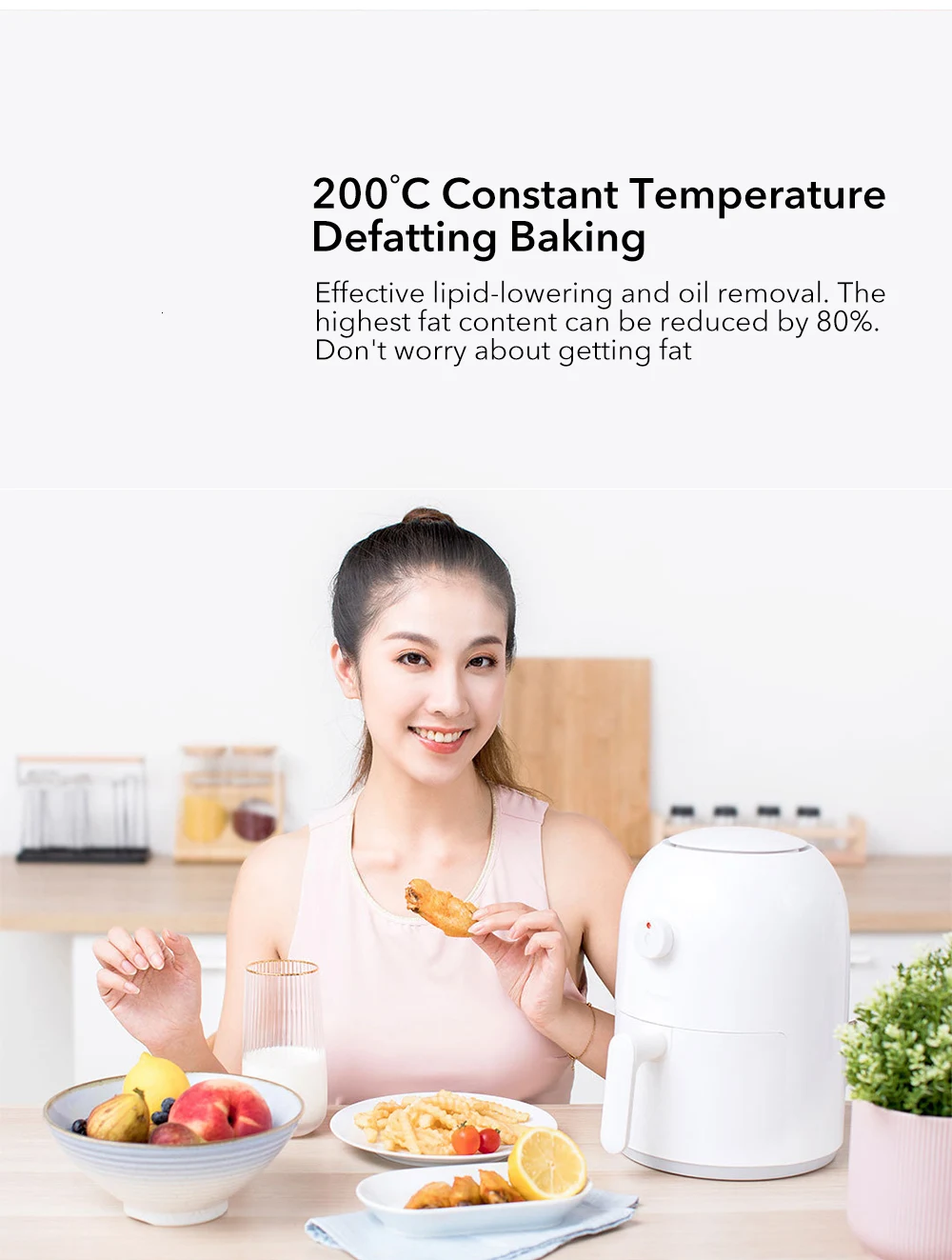 Xiaomi Mijia 2L 800 Вт Onemoon воздушная фритюрница Бытовая интеллектуальная без испарений Высокая емкость электрическая фритюрница машина для картофеля фри 220 В