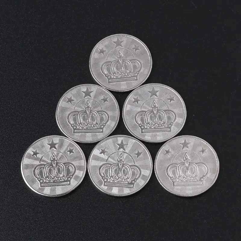 

10pcs 25*2mm Game Token Stainless Steel Arcade Game Coin Pentagram Crown Tokens